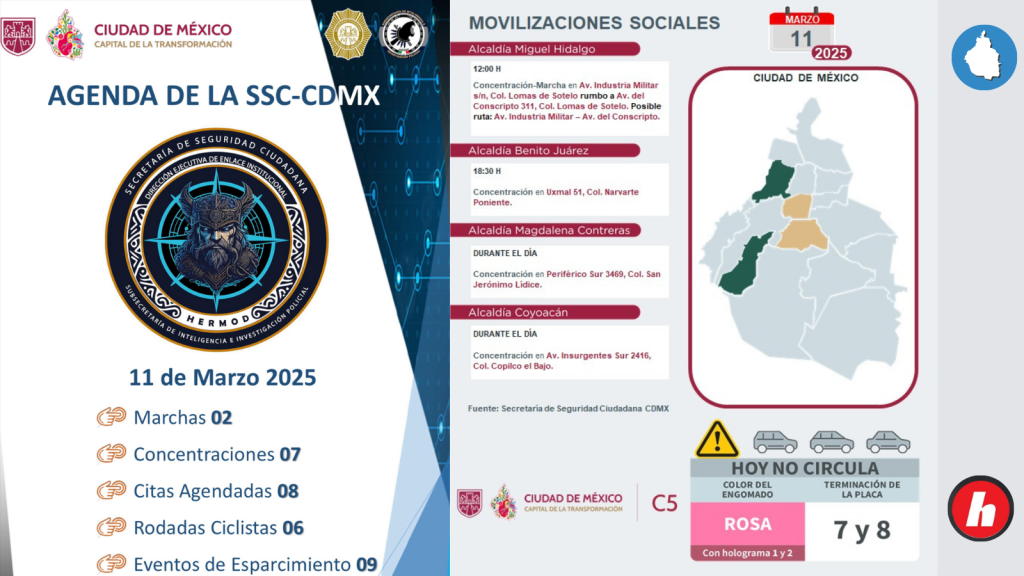 Jornada de movilizaciones para este 11 de marzo del 2025 en CDMX ...